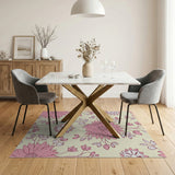 Blush Pink Daisy Floral Pink Area Rug