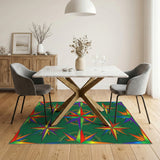 Vibrant Rainbow Starburst Geometric Area Rug