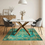 ODIKA Teal Distressed Vintage Area Rug