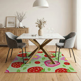 Multi-color and Patterns Playful Strawberry Fruit Pattern Area Rug