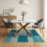 Geometric Modern Blue and Teal Teal Blue Geometric Block Area Rug