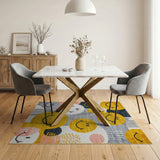 Playful Smiley Face Area Rug in Yellow Multi-Color