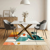 Teal Geometric Face Area Rug
