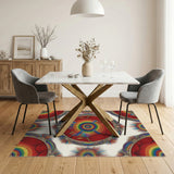 Rainbow Medallion Curtain Area Rug