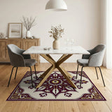 Maroon Gold Medallion Traditional Persian Rug
