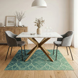 Teal Interwoven Geometric Area Rug