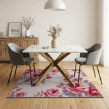 Pink Elegant Pink Rose Floral Area Rug