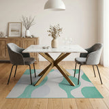 Geometric Modern Teal Abstract Wave Area Rug