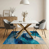 Moonlit Ocean Waves Blue Teal Area Rug