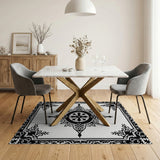 Medallion Ornate Black White Persian Medallion Area Rug