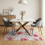 Pink Vintage Pink Poppy Floral Area Rug