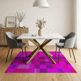 Vibrant Pink Purple Geometric Patchwork Rug