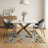 Blush Peony Hummingbird Floral Area Rug