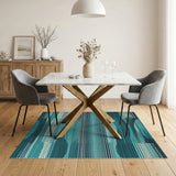 Blue and Teal Wave Blue Teal Abstract Wave Area Rug