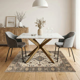 Beige and Neutral Traditional Persian Beige Traditional Persian Medallion Area Rug