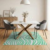 Abstract Area Green Wavy Abstract Area Rug