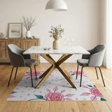 Vintage Pink Roses Floral Pink Area Rug