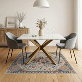 Ivory Terracotta Floral Persian Area Rug