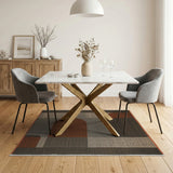 Modern Geometric Orange Grey Area Rug