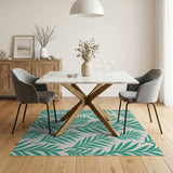 Green Vibrant Green Palm Leaf Coastal Area Rug