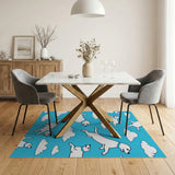 Playful Cartoon White Puppies Blue Sky Area Rug