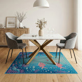 Dreamy Pink Striped Fish Underwater Area Rug