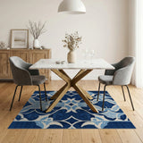Navy Blue Intricate Trellis Persian Area Rug