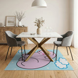 Cute Pink Sleeping Puppy Cartoon Area Rug