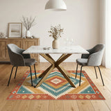 Blue and Teal Southwestern Teal Geometric Area Rug