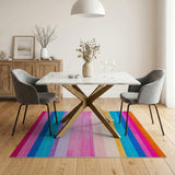 Stripe Vibrant Multi-Color Horizontal Stripe Area Rug