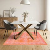 Pink Orange Distressed Vintage Area Rug
