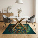 Golden Prosperity Mandala Area Rug