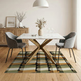 Green Rust Striped Coastal Area Rug