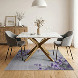 Purple Floral Distressed Grey Area Rug