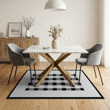 Black and White Bold Black White Checkered Geometric Area Rug