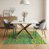 Multi-color and Patterns Vibrant Yellow Blue Swirl Abstract Area Rug