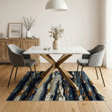 Abstract Layered Blue Teal Wave Area Rug