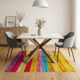 Vibrant Rainbow Stripe Tufted Area Rug