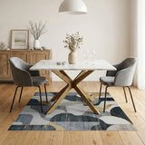 Geometric Modern Gold Accent Geometric Abstract Area Rug