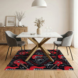 Red Electric Guitar Music Notes Area Rug