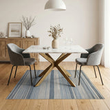 Modern Blue Teal Striped Area Rug