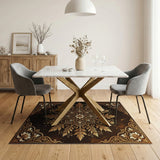 Gold and Silver Golden Mandala Persian Area Rug