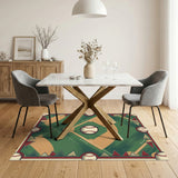 Vintage Baseball Field Green Area Rug