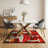 Whimsical Red Mushroom Garden Area Rug