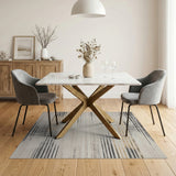 Distressed Grey Diagonal Stripe Area Rug