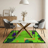 Playful Cartoon Dinosaur Meadow Area Rug