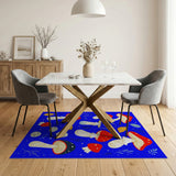 Kids Cartoon Multi-color and Patterns Whimsical Mushroom Meadow Area Rug