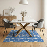 Modern Blue Oval Geometric Area Rug