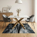 Swirling Black Feathers Storm Abstract Area Rug