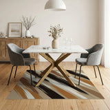 Brown and Tan Brown Tan Abstract Brushstroke Area Rug